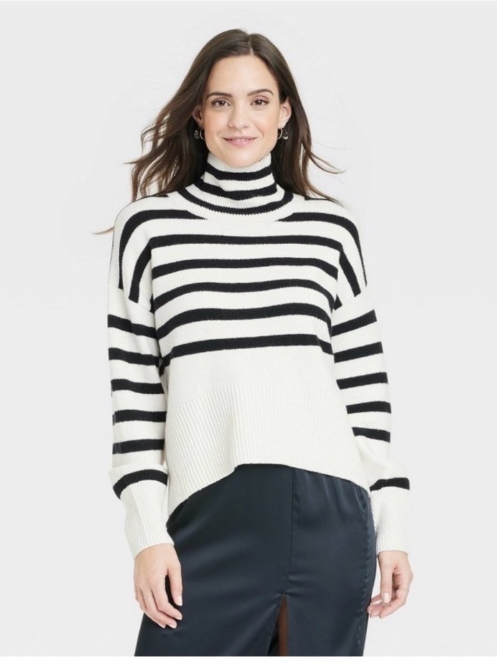 A New Day Striped Turtleneck Sweater Size Large